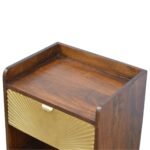 Manila Gold Bedside Table - 1 Drawer - Solid Mango Wood - W45cm - Image 5