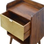 Manila Gold Bedside Table - 1 Drawer - Solid Mango Wood - W45cm - Image 3