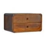 Floating Curved Bedside Table - Chestnut Finish - Wall Mounted - W45cm