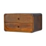 Floating Curved Bedside Table - Chestnut Finish - Wall Mounted - W45cm - Image 2