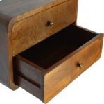Floating Curved Bedside Table - Chestnut Finish - Wall Mounted - W45cm - Image 4