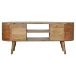 Rounded TV Entertainment Unit - Oak-ish Finish - Solid Wood - W110cm - Image 9
