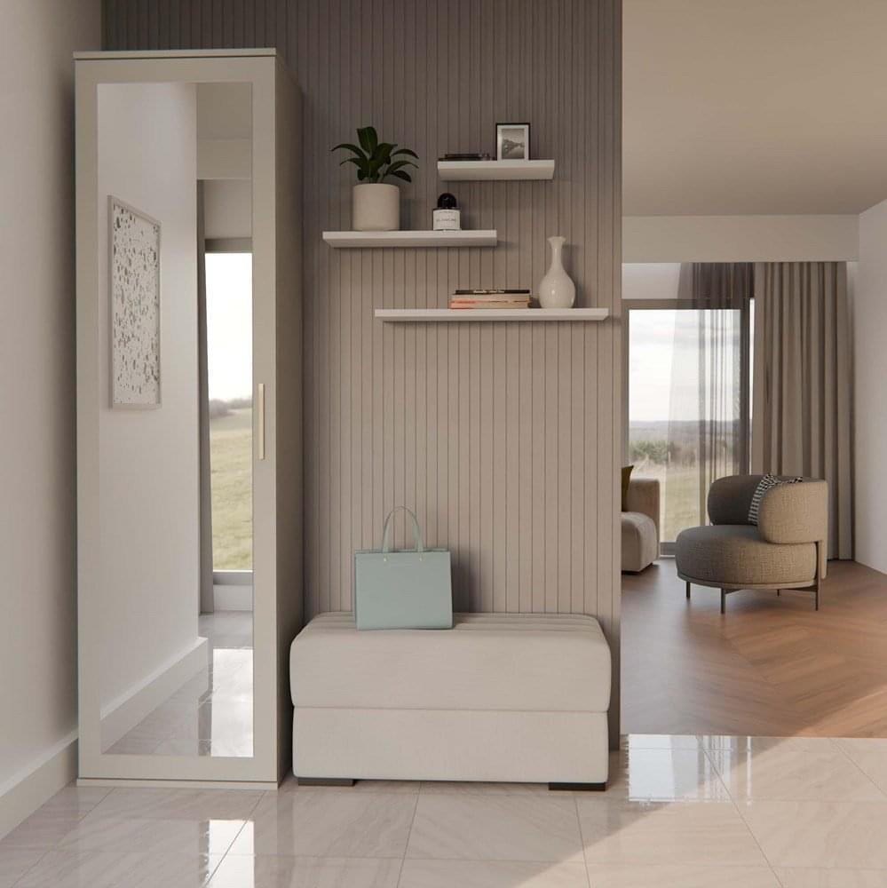 Duo Wardrobe with Mirror - Cashmere Beige - Image 10