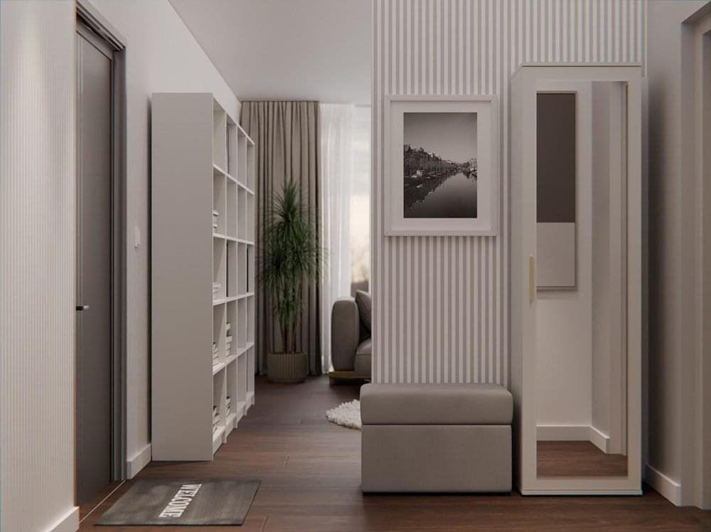 Duo Wardrobe with Mirror - Cashmere Beige - Image 6