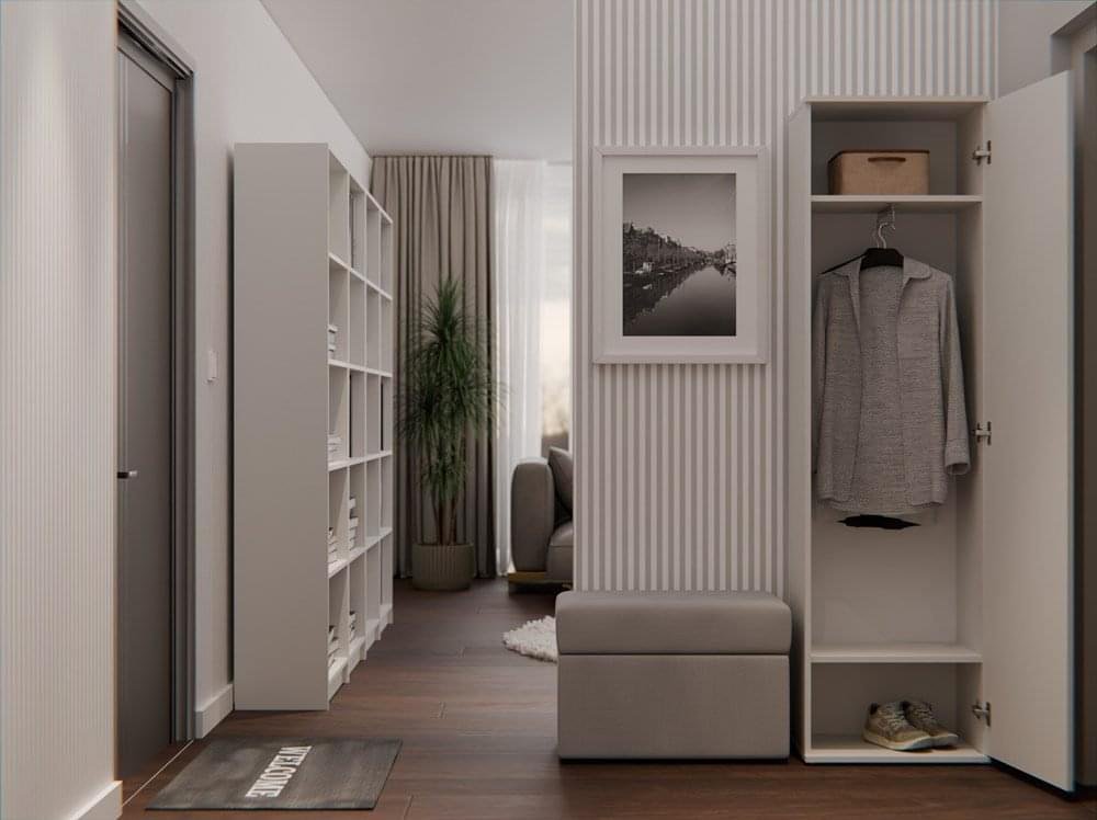 Duo Wardrobe with Mirror - Cashmere Beige - Image 3